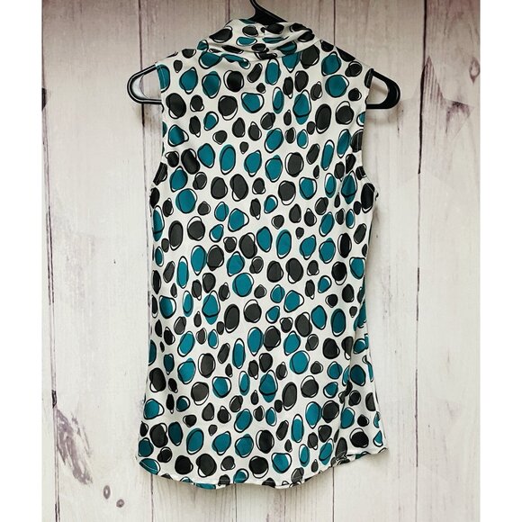 Nine West Womens Size Small Wrap Top Blouse Smocked Tie Waist Multicolor - Picture 2 of 3